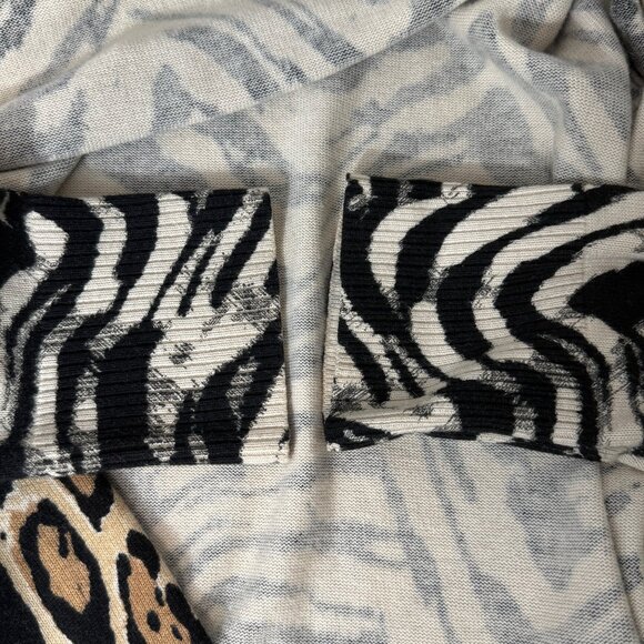 Chicos Womens Mixed Animal Print Cardigan Button Front Beige/Black Size 2 Long - Picture 4 of 5